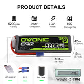 Ovonic 80C 2S1P 5200mAh 7,4V LiPo-Akku für RC-Car - EC3-Stecker